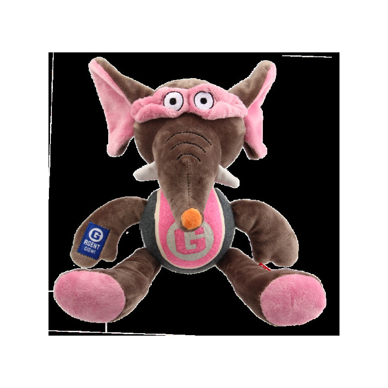 GIGWI AGENT ELEPHANT PLUSH WITH TENNIS BALL