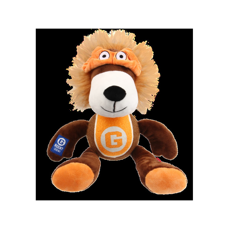 GIGWI AGENT LION PLUSH WITH TENNIS BALL