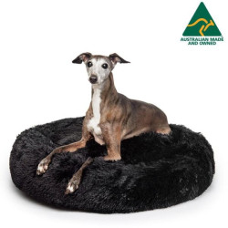 Australian Made Calming Dog Bed Medium Black 80cm Version 2