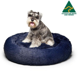 Australian Made Calming Dog Bed Medium Dark Blue 80cm Version 2