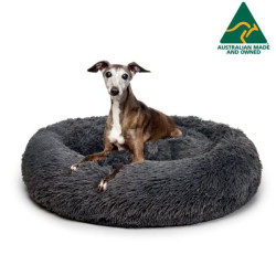 Australian Made Calming Dog Bed Medium Dark Grey 80cm Version 2
