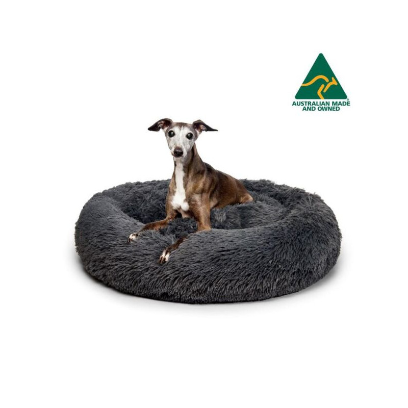 Australian Made Calming Dog Bed Medium Dark Grey 80cm Version 2